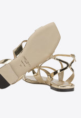 Jimmy Choo Ayla Metallic Leather Flat Sandals Gold AYLA FLATQUIGOLD_bf32ca92-d64b-4343-9f3b-d047f21c5db2
