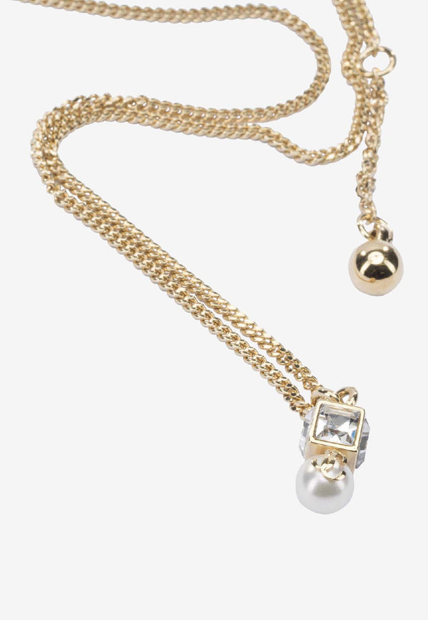 Jimmy Choo JC Pearl Cube Necklace  Gold JC PEARL CUBE PNDNTFTAGOLD/WHITE/CRYSTAL_be0df338-6d4c-41a6-98dd-c1a8f2d5a81a