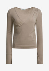 Max Mara Padagio Wool V-neck Knit Top Beige 2611941018600MXPADAGIO001_66bdc163-227b-4989-b6ee-42a6f73603ae
