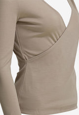 Max Mara Padagio Wool V-neck Knit Top Beige 2611941018600MXPADAGIO001_66bdc163-227b-4989-b6ee-42a6f73603ae