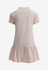 Moncler Kids Girl Logo Patch Flared Polo T-shirt Dress Pink 8I00014-8496F503_acf585e2-5455-4391-9f52-e10fbe22e1da