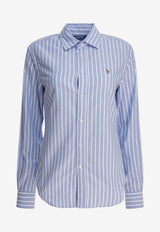 Polo Ralph Lauren Logo-Embroidered Buttoned Shirt Blue
