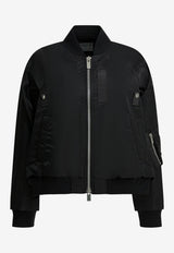 Sacai Asymmetric Zip-Up Bomber Jacket Black 26-08304001_0496ad5c-ef5a-4b61-b2e8-fd9554066d2e