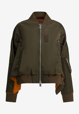 Sacai Asymmetric Zip-Up Bomber Jacket Green 26-08304531_d085d71d-0bc6-40ae-9358-7c50bde39783