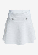 Self-Portrait Textured Knit Mini Skirt  White SS26-063SK-WWHITE_15405782-9afb-41ec-9078-31276ab71bbd