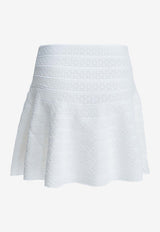 Self-Portrait Textured Knit Mini Skirt  White SS26-063SK-WWHITE_15405782-9afb-41ec-9078-31276ab71bbd