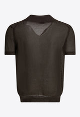 Tom Ford V-neck Mesh Polo T-shirt Dark Brown KPS040YMC046ECC_f378a63f-8b84-4f28-9717-702f4f7d5f2d