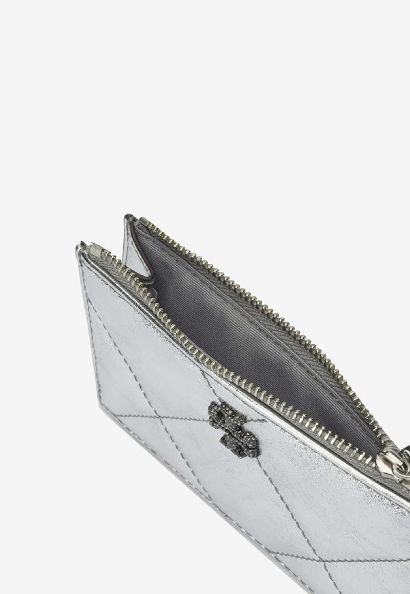 Tory Burch Kira Diamond Quilt Metallic Zip Cardholder Silver 175012040_2d4126dc-013f-41c0-8ead-69bfef8e6277