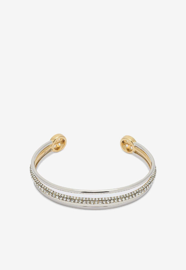 Tory Burch Icon Crystal Paved Two-Tone Cuff Bracelet Silver 176731700_10ad5c14-5a43-4183-880c-606e45fb2ec7