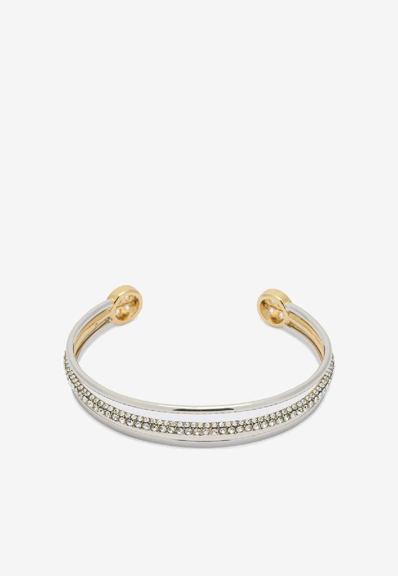 Tory Burch Icon Crystal Paved Two-Tone Cuff Bracelet Silver 176731700_10ad5c14-5a43-4183-880c-606e45fb2ec7