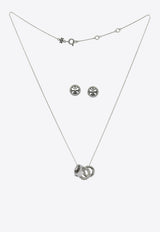 Tory Burch Icon Paved Necklace and Earrings Set Silver 177663042_00c8de9d-6a9c-48e4-a922-65bc32f6f9cb