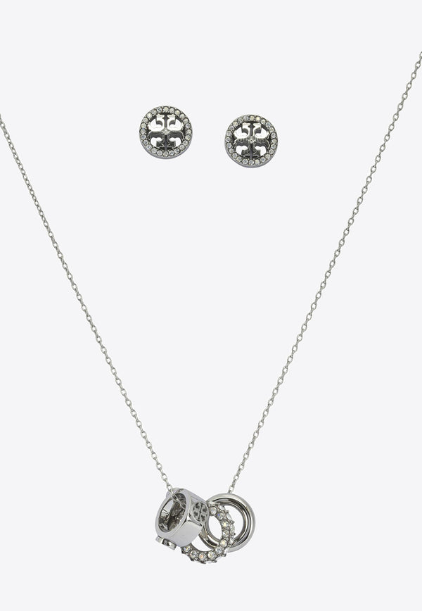 Tory Burch Icon Paved Necklace and Earrings Set Silver 177663042_00c8de9d-6a9c-48e4-a922-65bc32f6f9cb