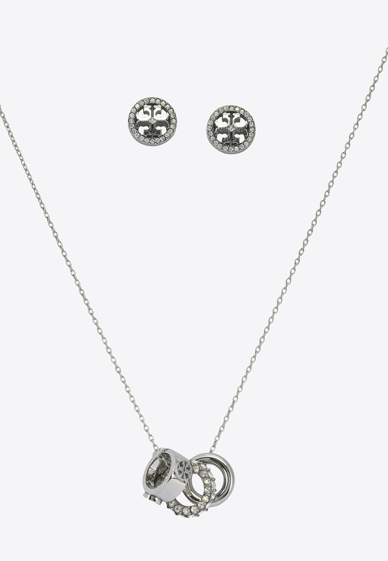 Tory Burch Icon Paved Necklace and Earrings Set Silver 177663042_00c8de9d-6a9c-48e4-a922-65bc32f6f9cb