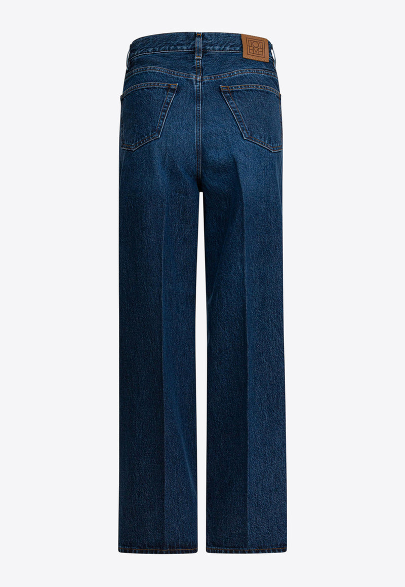 Toteme Logo Patch Straight-Leg Jeans   Blue 242-WRB2426-FB0045-067DK BLUE_2f41e86c-3a66-4bae-b58c-830e93b76d85