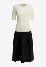 Toteme Twinflower T-shirt Midi Dress Monochrome 261-WRD0279-FB0567-116ECRU_5e7b288f-c479-454a-9cfb-ccd63f147b0d