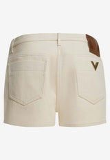 Valentino Metal V Mini Shorts Cream 8B3DD22W9Y5A03_5875cd84-3532-4480-9e25-56ebfab122b1