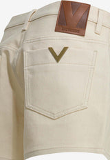 Valentino Metal V Mini Shorts Cream 8B3DD22W9Y5A03_5875cd84-3532-4480-9e25-56ebfab122b1