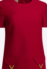 Valentino Metal V Mini Dress Red 8B3VAJD51CFR9M_6c63048e-bd5f-48eb-8bc8-e11a12ded6f1