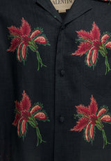 Valentino Papier Floral Print Bowling Shirt Black 8V3AAN11BA7D5Y_1ff70744-ca63-4250-83a4-cc2105773c2e