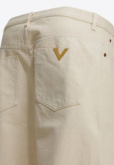 Valentino Straight-Leg Pants with Metal V Cream 8V3DE05CB9WA03_b950efee-5b4b-46ac-a6c0-af1aabedd12a