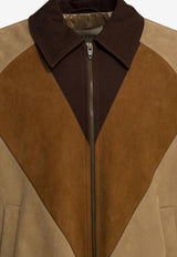 Valentino Leather Zip-Up Paneled Jacket Brown 8V3NB00VB8JD8X_4ca46479-0d59-4ee8-bc9b-2cbc7016a4a6