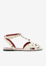 Valentino Studdy Leather Flat Sandals Ivory 8W2S0NN3JYW098_a38eca80-9862-4512-a120-845939ce541e