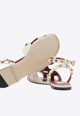 Valentino Studdy Leather Flat Sandals Ivory 8W2S0NN3JYW098_a38eca80-9862-4512-a120-845939ce541e