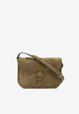 VLogo Suede Crossbody Bag