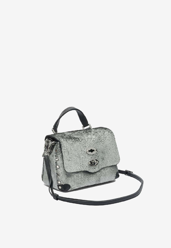 Zanellato Baby Postina Flaky Metallic Leather Handbag Silver POSTINA CBI BABY0680902260000Z0199_91afacab-0417-44e7-973c-3e47c147da09