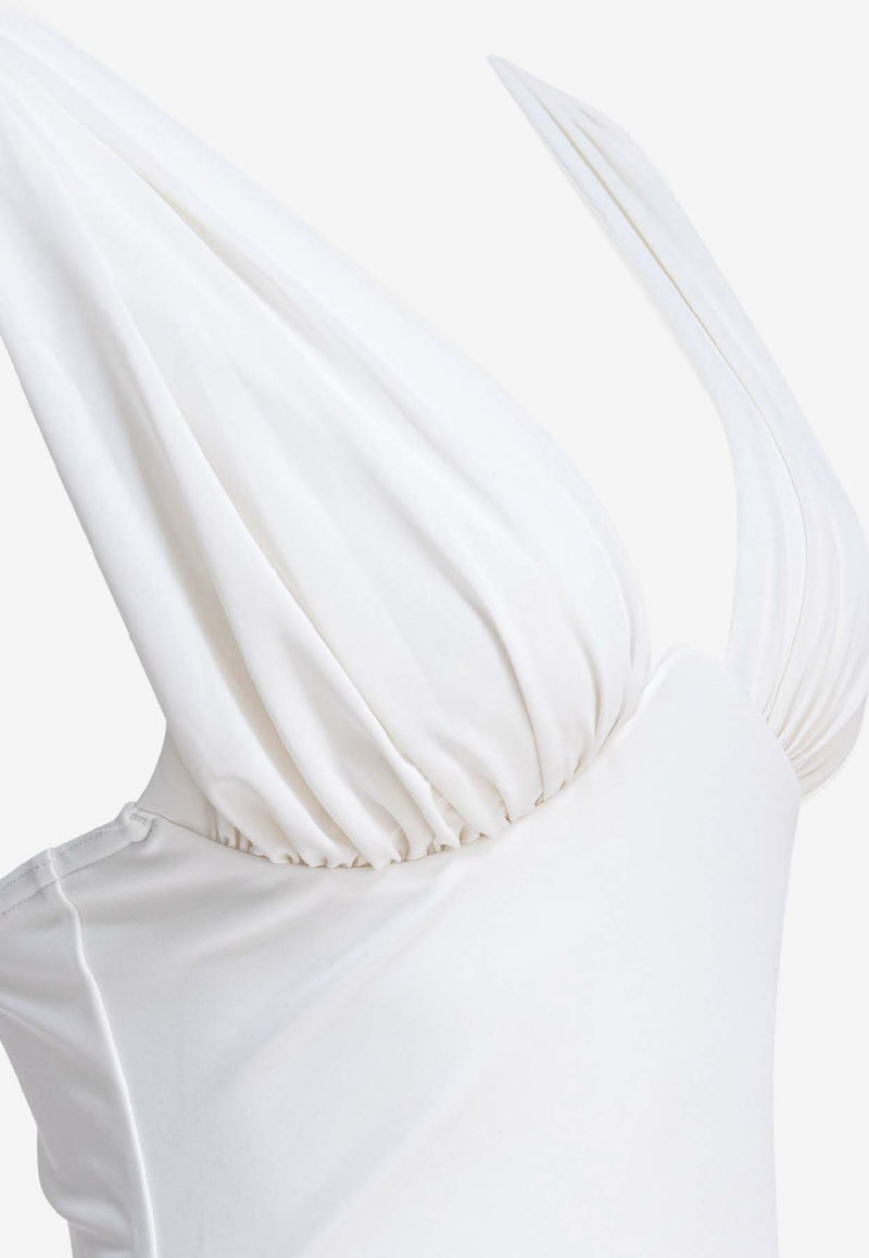 Zimmermann Draped One-Piece Swimsuit  White 5099WRS261IVO_e3c07cb2-2d09-4d2c-965c-632b029bb7f3