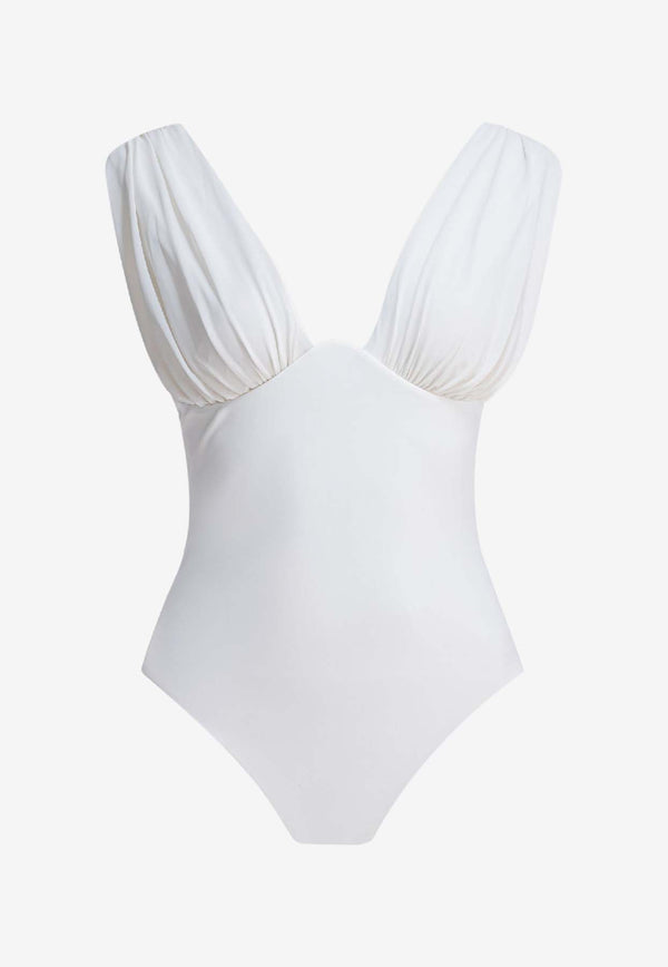 Zimmermann Draped One-Piece Swimsuit  White 5099WRS261IVO_e3c07cb2-2d09-4d2c-965c-632b029bb7f3