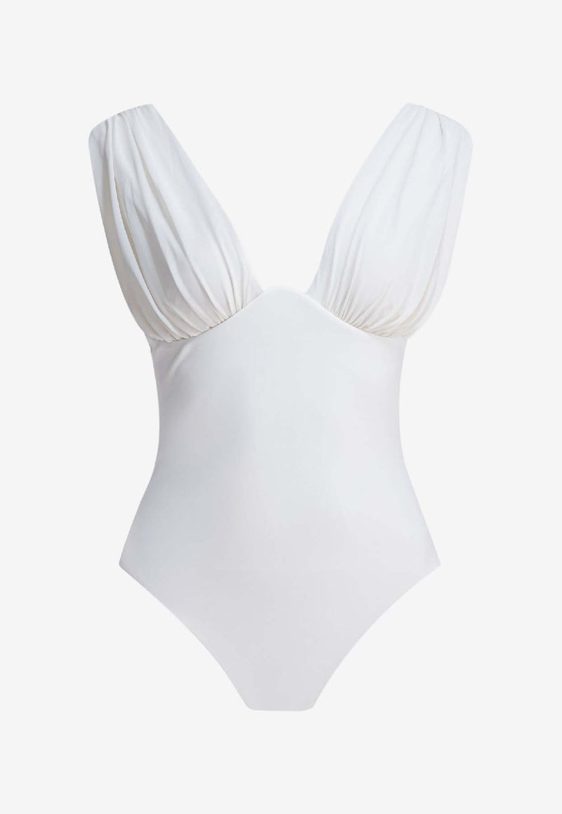 Zimmermann Draped One-Piece Swimsuit  White 5099WRS261IVO_e3c07cb2-2d09-4d2c-965c-632b029bb7f3