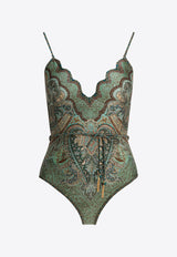 Zimmermann Wanderlust Scalloped One-Piece Swimsuit  Green 5755WRS262TPTM_eb42ad3d-df73-4fb5-8af4-557adf0a1f04
