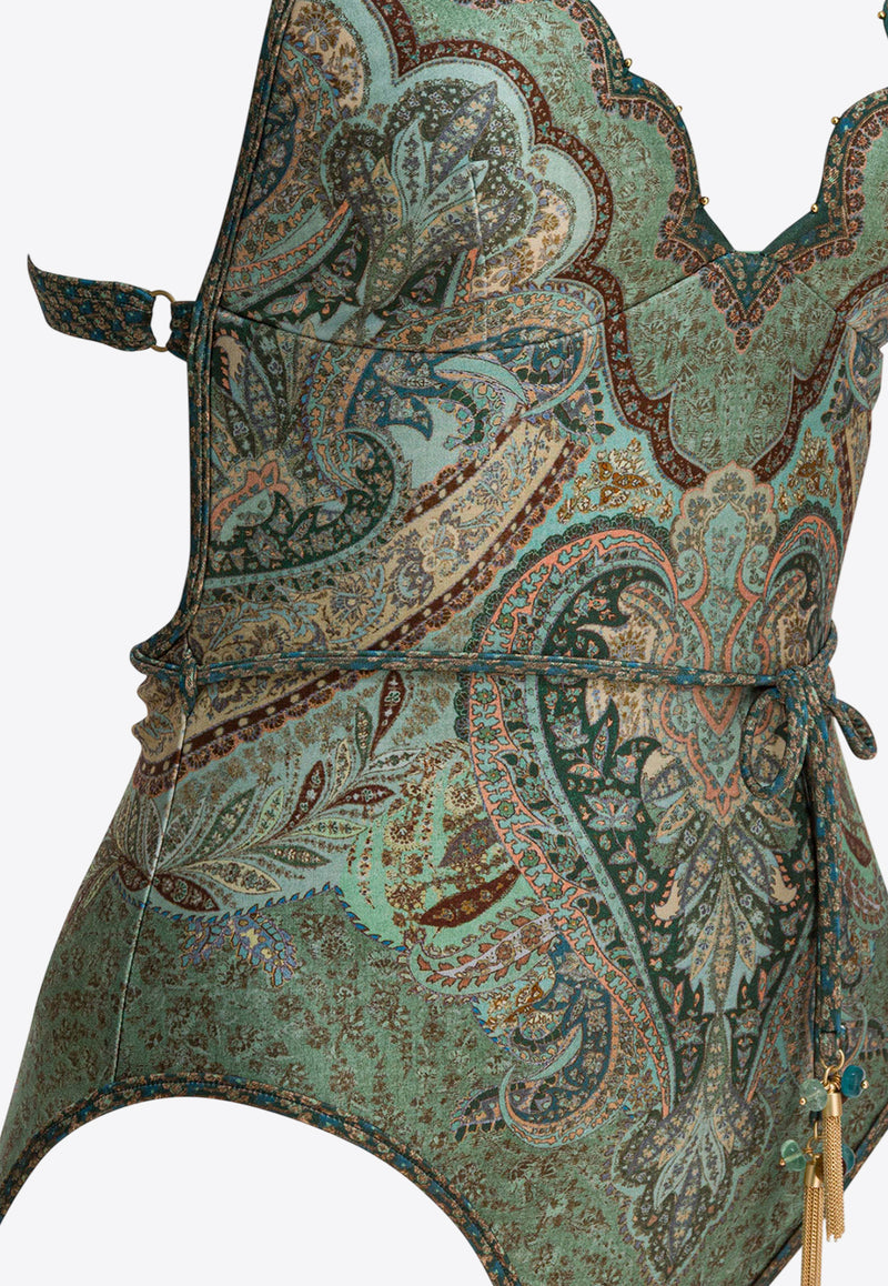 Zimmermann Wanderlust Scalloped One-Piece Swimsuit  Green 5755WRS262TPTM_eb42ad3d-df73-4fb5-8af4-557adf0a1f04