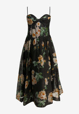 Zimmermann Luna Floral Print Midi Dress Black 8178DS261BKRO_db422b2f-45c7-41cf-851d-2e83a0559db5