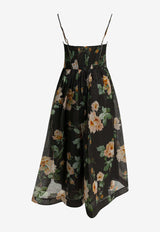 Zimmermann Luna Floral Print Midi Dress Black 8178DS261BKRO_db422b2f-45c7-41cf-851d-2e83a0559db5