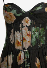Zimmermann Luna Floral Print Midi Dress Black 8178DS261BKRO_db422b2f-45c7-41cf-851d-2e83a0559db5