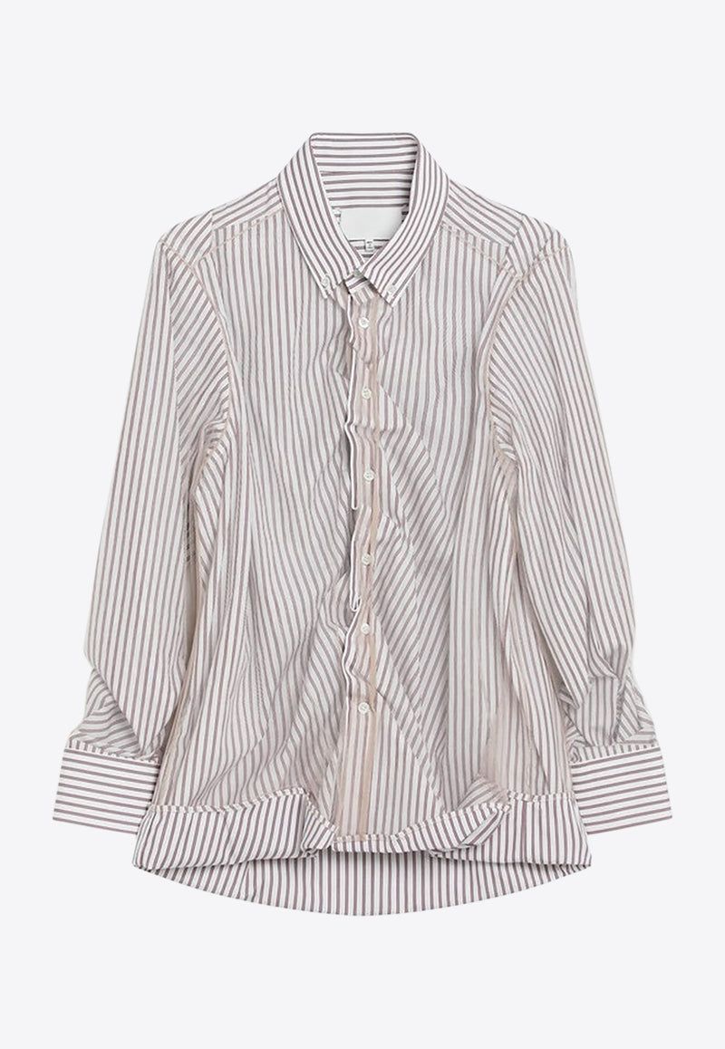 Maison Margiela Striped Layered Tulle Shirt Beige S29DL0218MTN124/R_MARGI-961