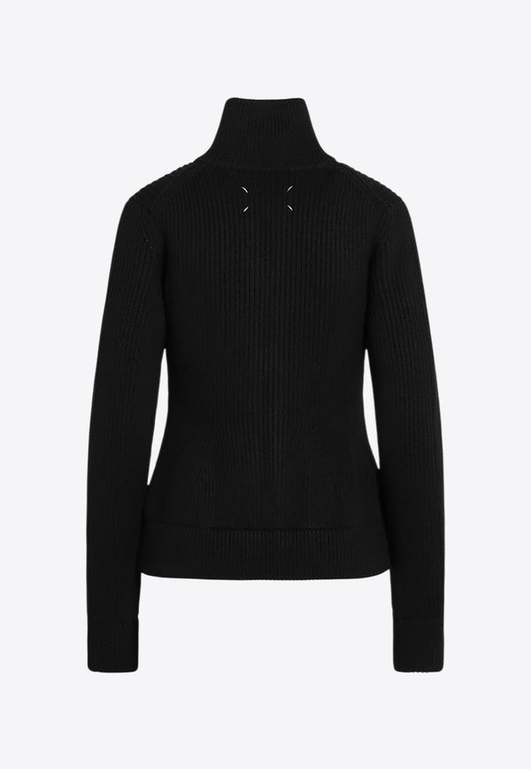 Maison Margiela Wool Ribbed Zip-Up Cardigan Black S29HP0039M13181/R_MARGI-900