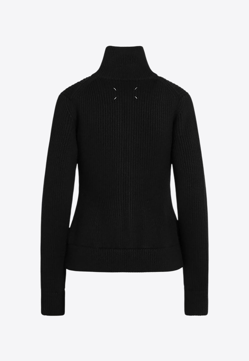Maison Margiela Wool Ribbed Zip-Up Cardigan Black S29HP0039M13181/R_MARGI-900