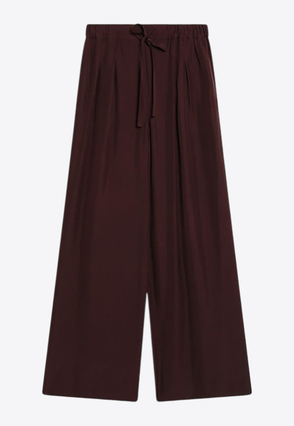 Loewe Embroidered Logo Silk Palazzo Pants Bordeaux S359Y04XH0SI/R_LOEW-7110