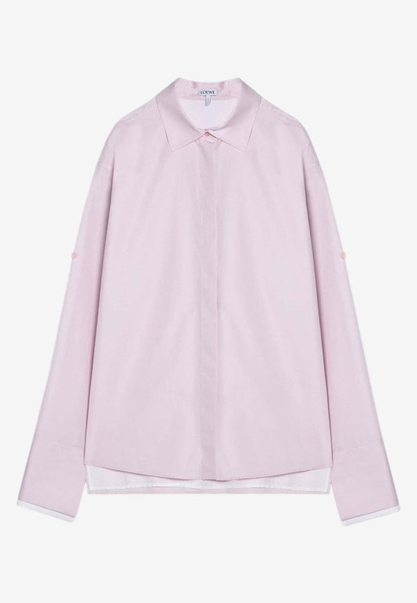 Loewe Long-Sleeved Poplin Shirt Pink S359Y05XBYCO/P_LOEW-3864