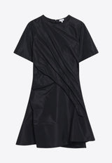 Loewe Draped Silk-Blend Mini Dress Black S359Y09XJDPL/R_LOEW-1100