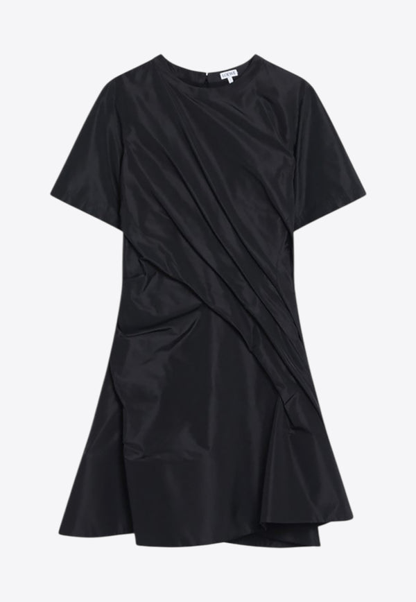 Loewe Draped Silk-Blend Mini Dress Black S359Y09XJDPL/R_LOEW-1100