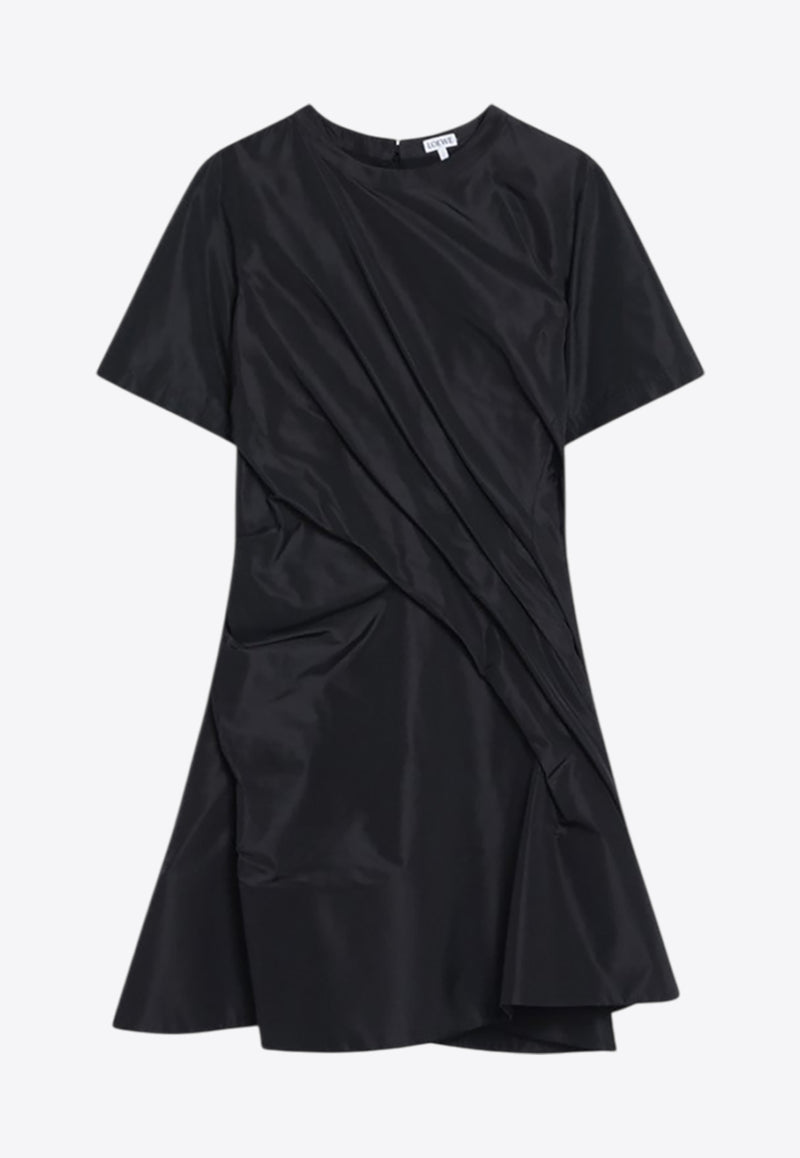 Loewe Draped Silk-Blend Mini Dress Black S359Y09XJDPL/R_LOEW-1100