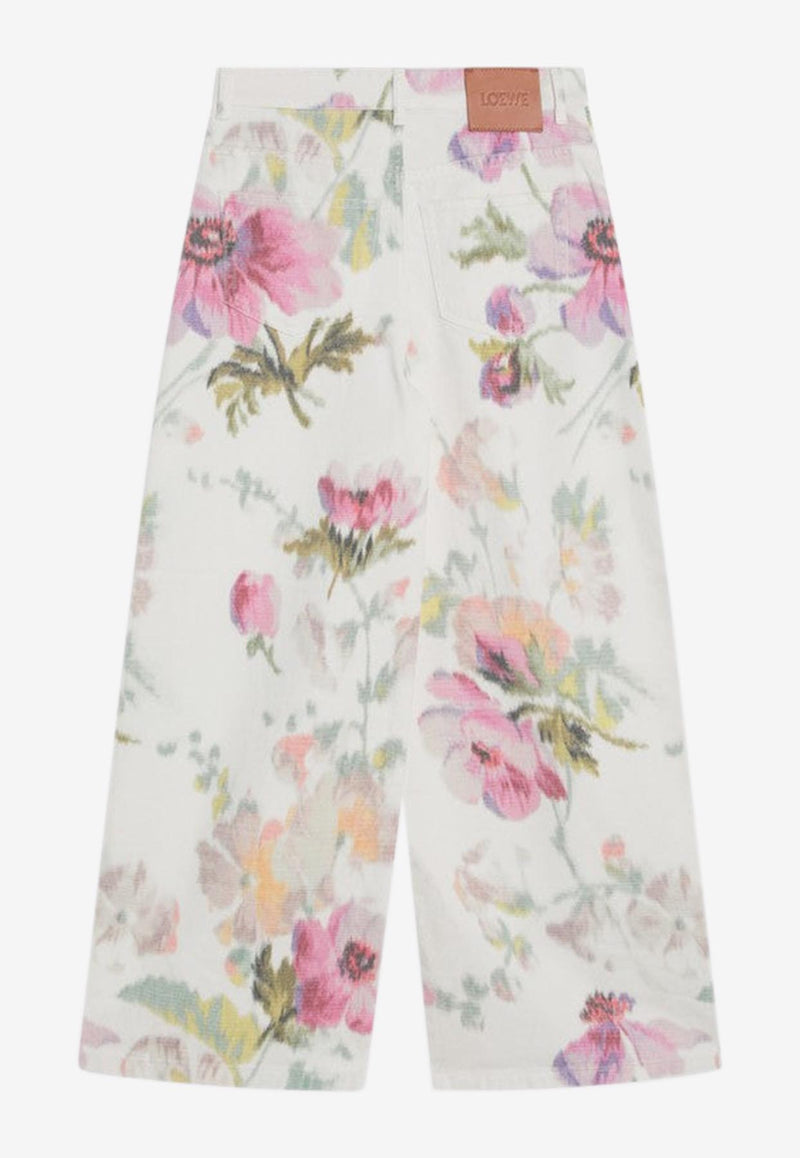 Loewe Floral Print Wide-Leg Jeans White S359Y11XDKCO/R_LOEW-2102