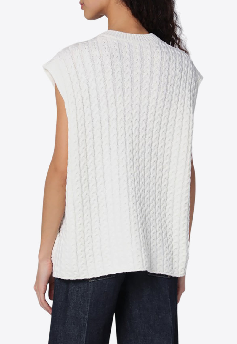 Loewe Maxi Anagram Cable-Knit Wool Top White S359Y14KE4WO/Q_LOEW-2100