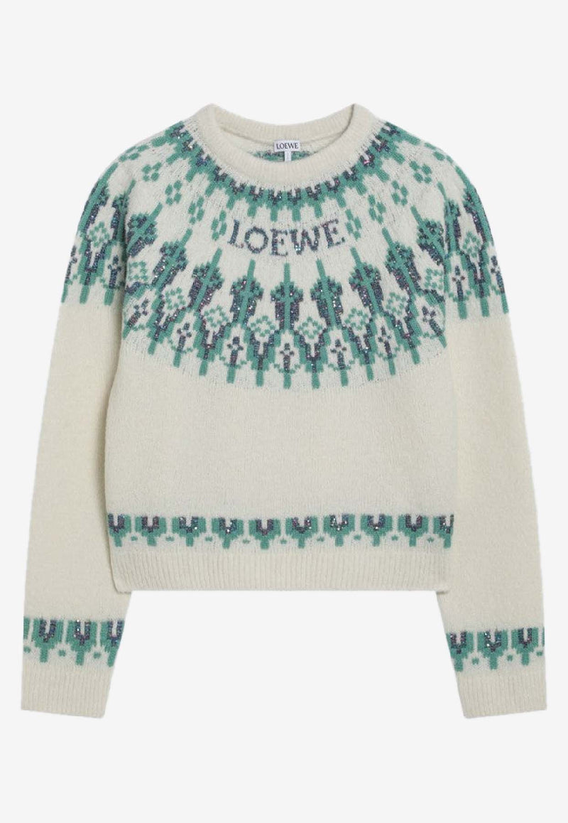 Loewe Fair Isle Wool Sweater White S359Y14KIBWO/S_LOEW-2093