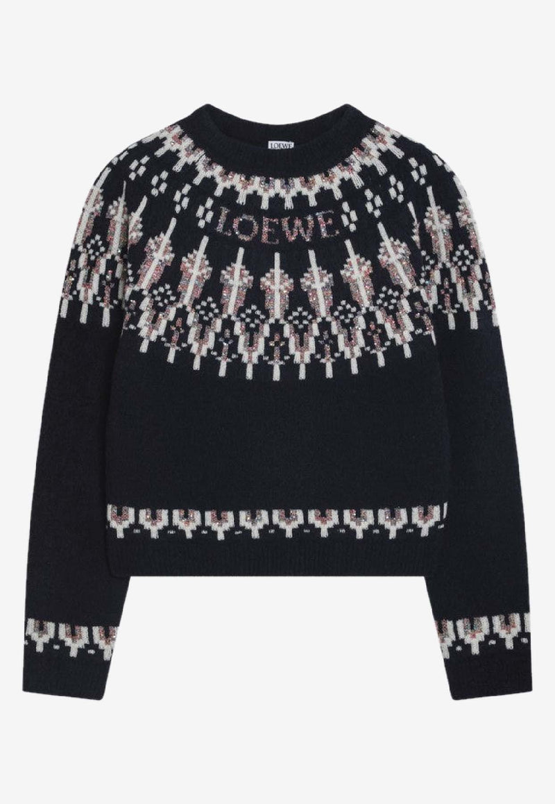 Loewe Fair Isle Wool Sweater Navy S359Y14KIBWO/S_LOEW-4746