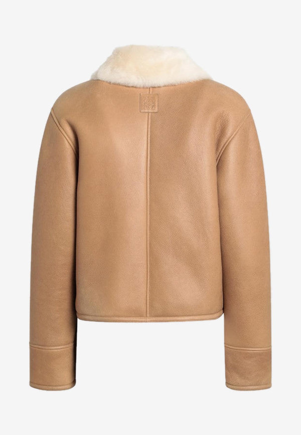 Loewe Anagram Patch Shearling Leather Jacket Camel S359Y2SL36LE/R_LOEW-3150